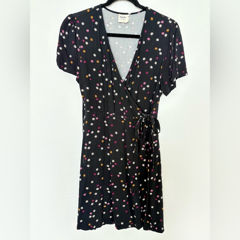 From Rachel Black Floral Wrap Dress Size Large Spring Feminine Graduation